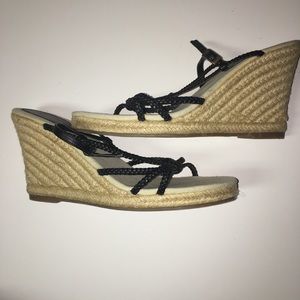BANANA REPUBLIC Espadrilles Sandals Wedge Black 10